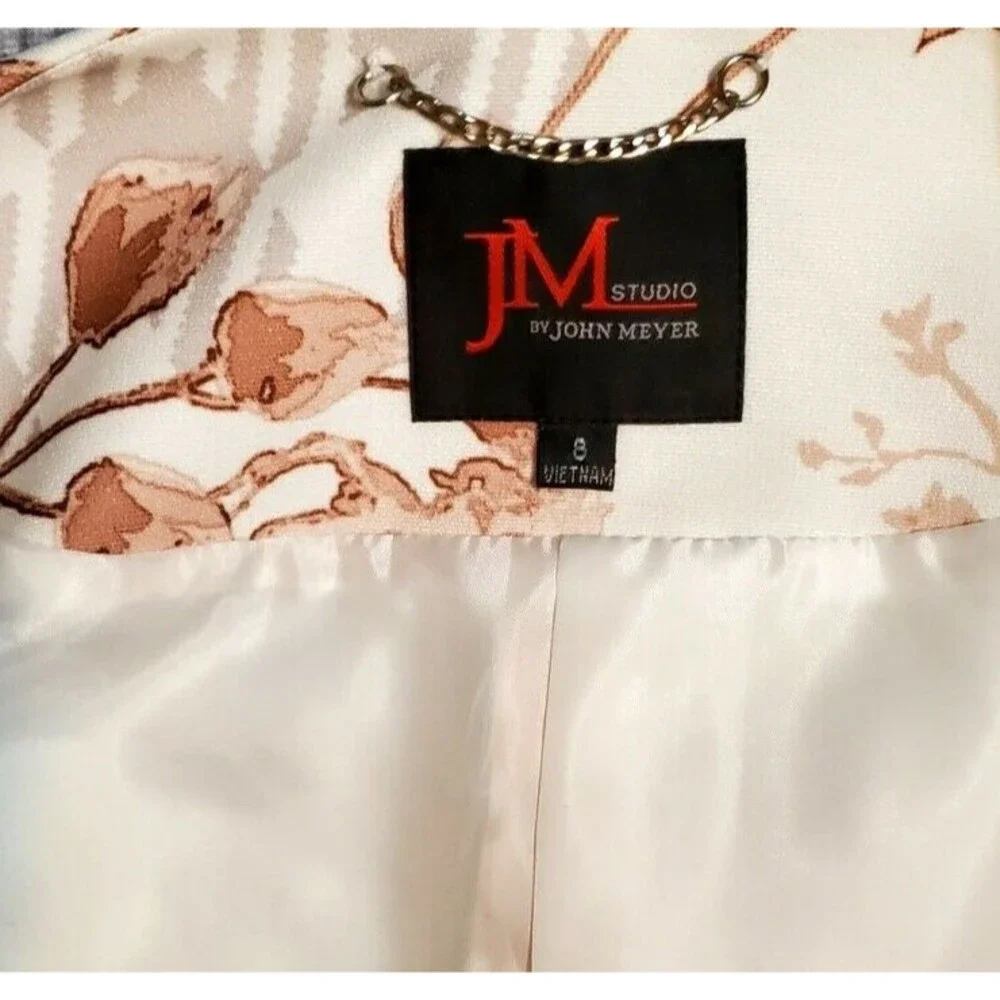 NWT JM Studio by John Meyer Womens Ivory Floral Blazer Coat Jacket Sz 8